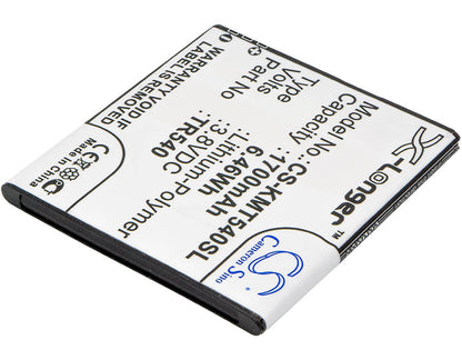 3.8V, 1700mAh, Li-Polymer Battery fits Kazam, Trooper 540, 6.46Wh
