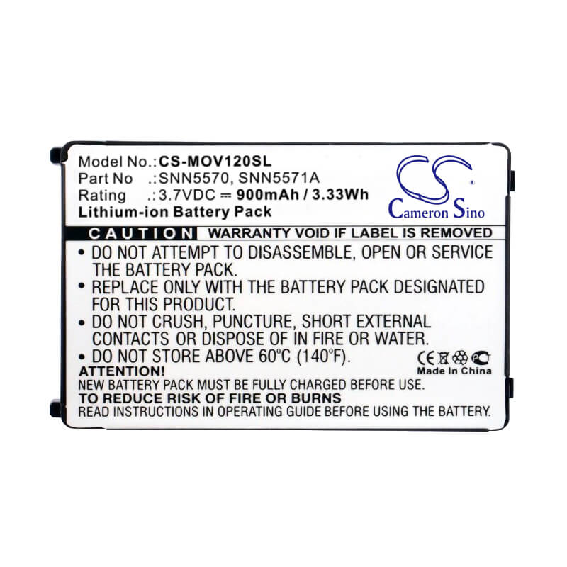3.7V, 900mAh, Li-ion Battery fits Motorola, V120, V120c, 3.33Wh