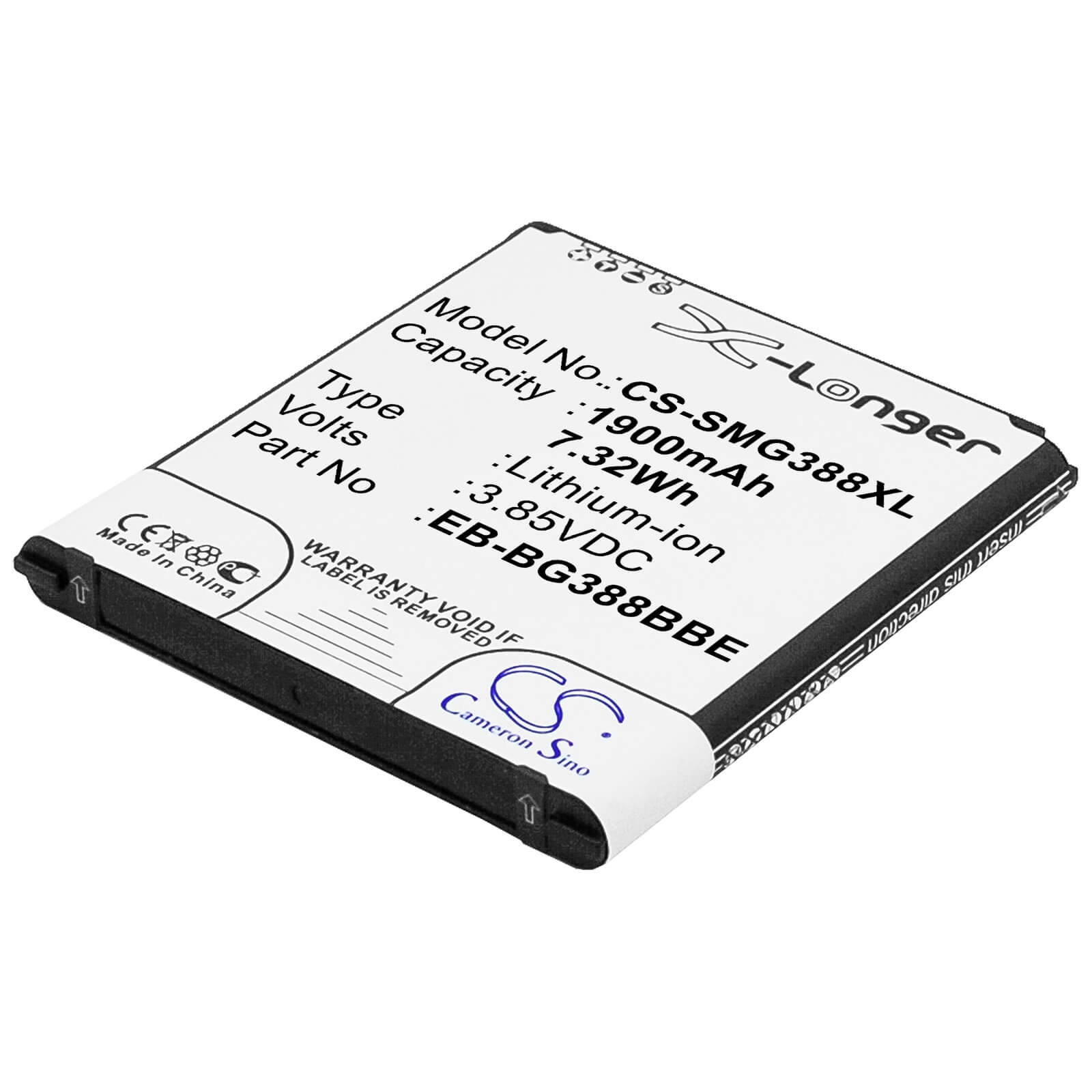 3.85V, 1900mAh, Li-ion Battery fits Samsung, Galaxy Active Neo, Galaxy Xcover 3, 7.315Wh