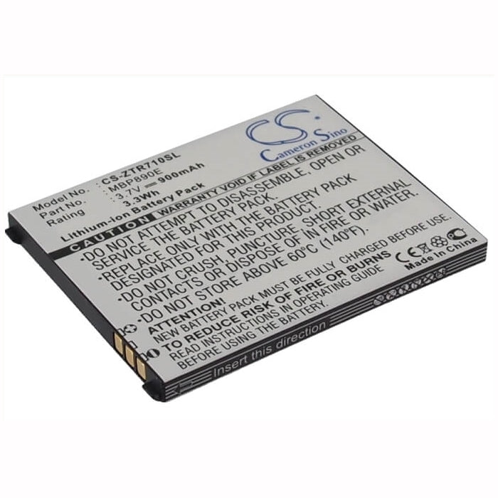 3.7V, 900mAh, Li-ion Battery fits Zte, R710, 3.33Wh