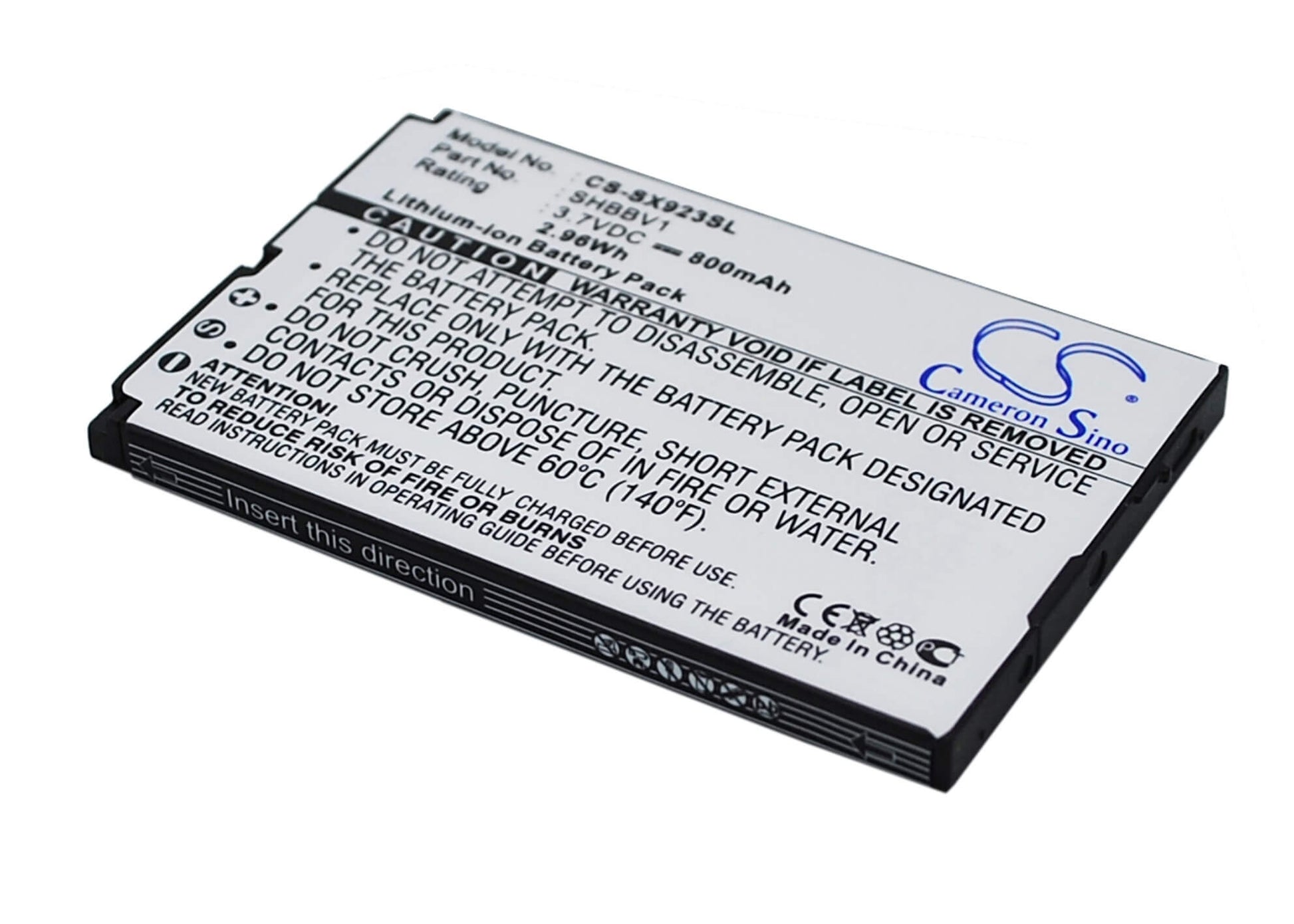 3.7V, 800mAh, Li-ion Battery fits Sharp, 9020c, 923sh, 2.96Wh