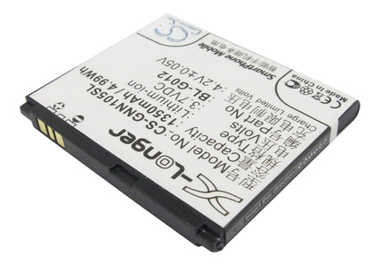 3.7V, 1350mAh, Li-ion Battery fits Gionee, C900, D500, 4.995Wh