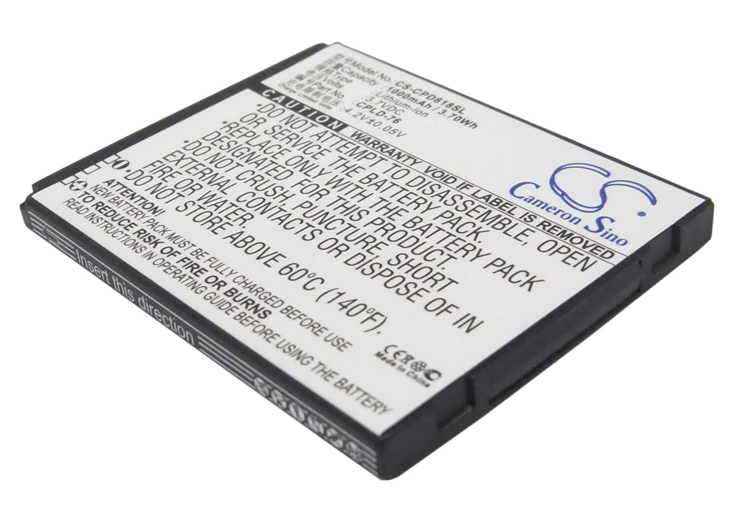 3.7V, 1000mAh, Li-ion Battery fits Coolpad, 5216, 5860+, 3.7Wh