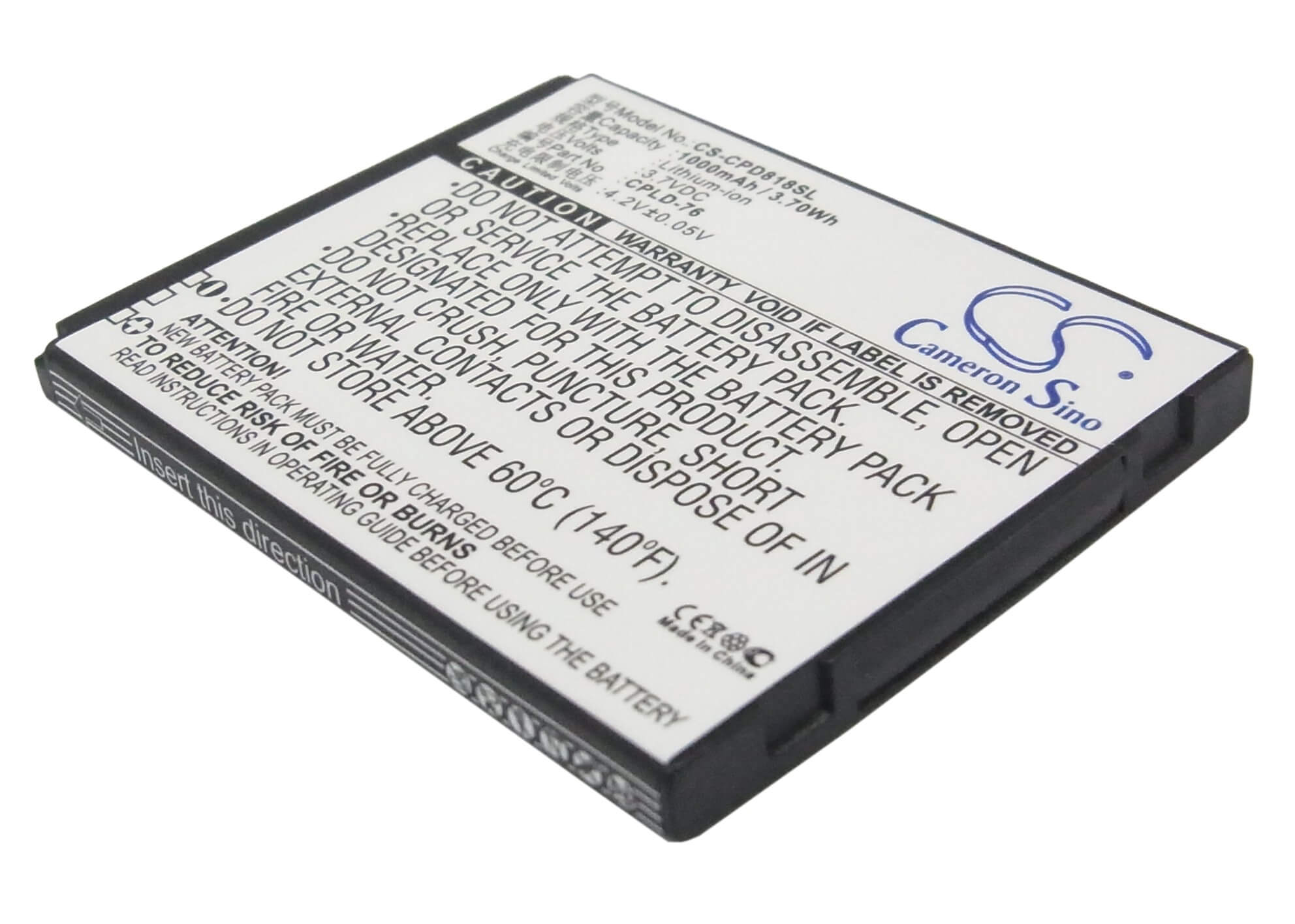 3.7V, 1000mAh, Li-ion Battery fits Coolpad, 5216, 5860+, 3.7Wh