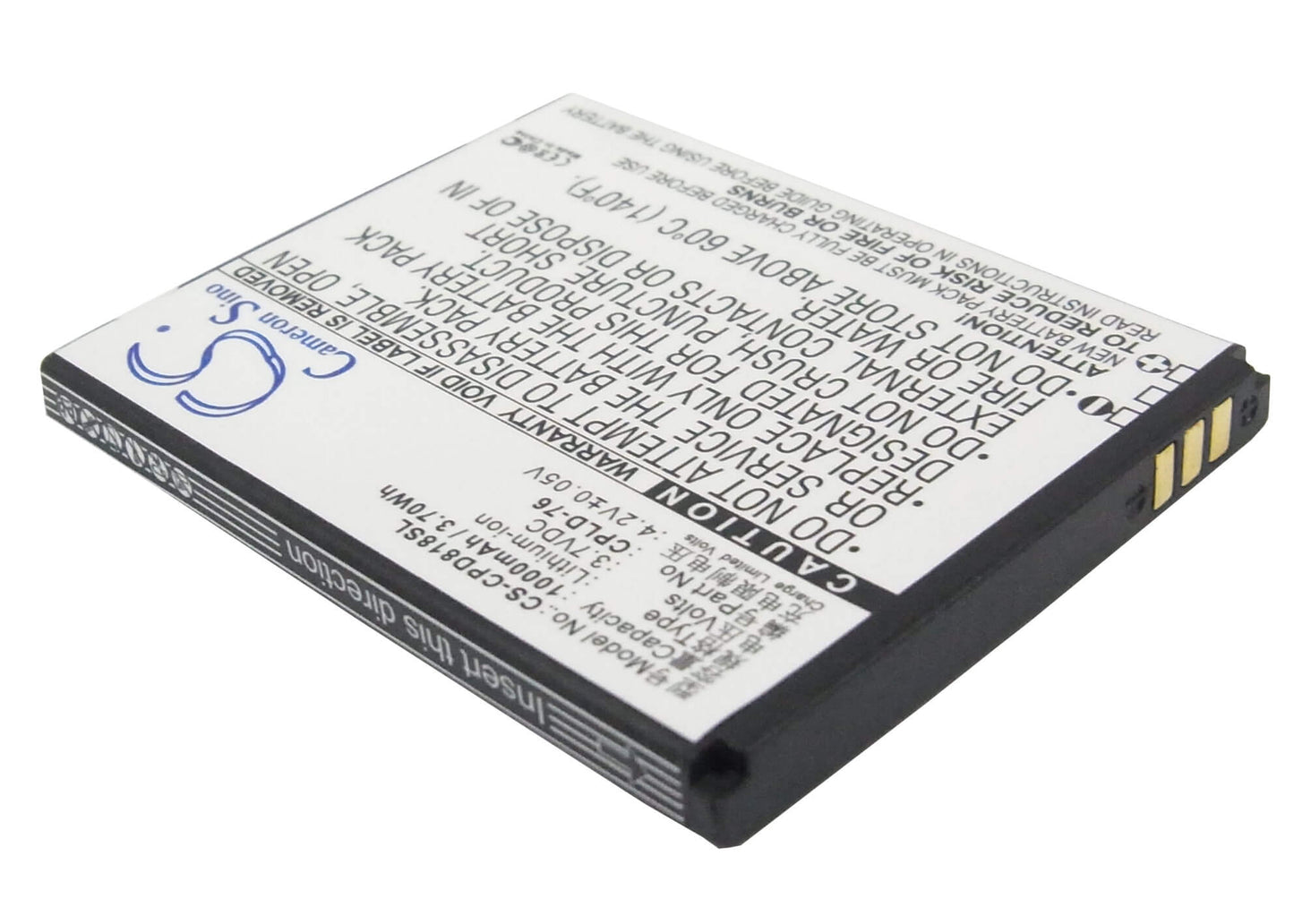 3.7V, 1000mAh, Li-ion Battery fits Coolpad, 5216, 5860+, 3.7Wh