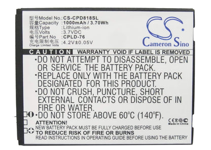 3.7V, 1000mAh, Li-ion Battery fits Coolpad, 5216, 5860+, 3.7Wh