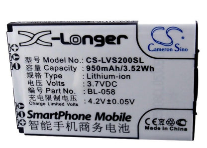 3.7V, 950mAh, Li-ion Battery fits Lenovo, A307, A320, 3.515Wh