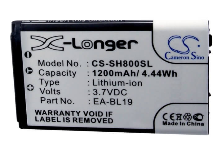 3.7V, 1200mAh, Li-ion Battery fits Sharp, N49a, Sh800, 4.44Wh