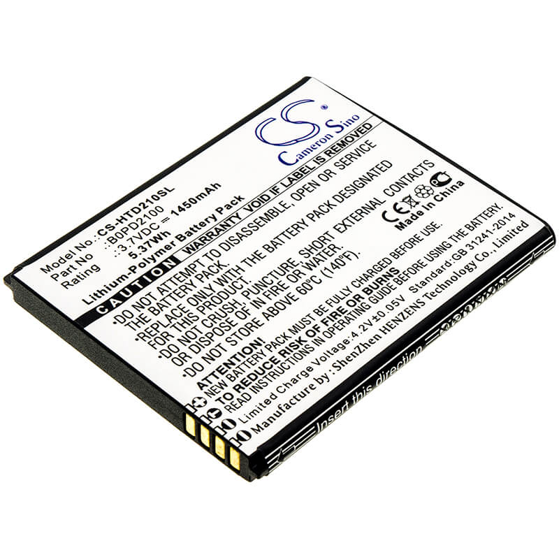 3.7V, 1450mAh, Li-Polymer Battery fits Htc, D210h, Desire 210, 5.365Wh