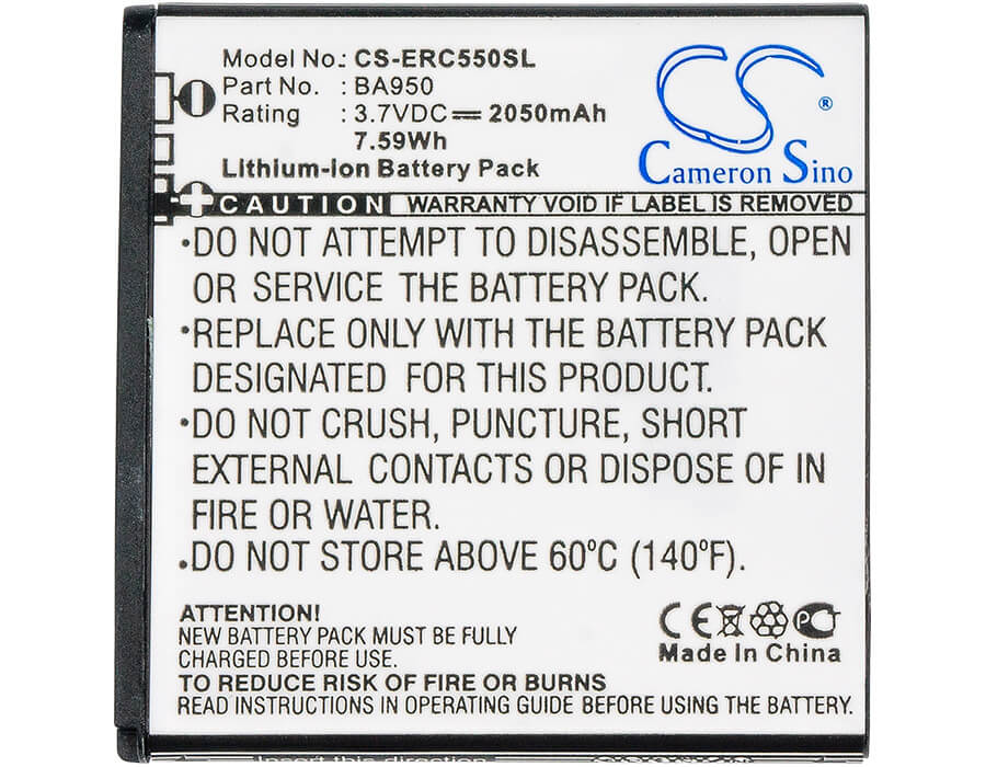 3.7V, 2050mAh, Li-ion Battery fits Sony Ericsson, C5503, C550x, 7.585Wh