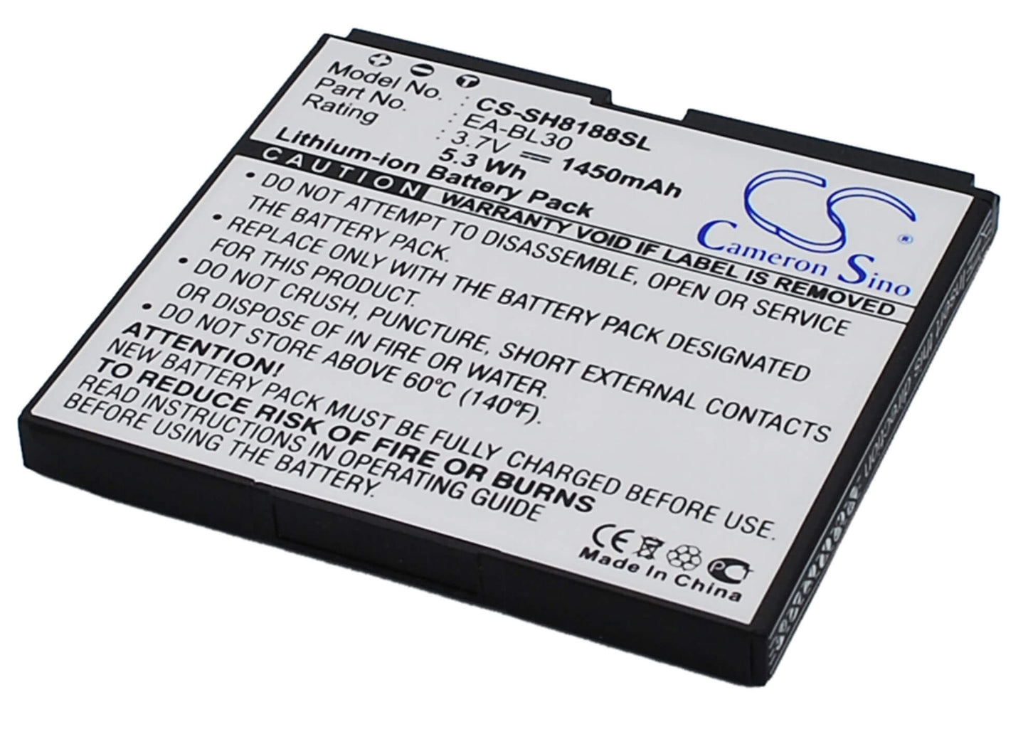 3.7V, 1450mAh, Li-ion Battery fits Sharp, Sh8188u, 5.365Wh