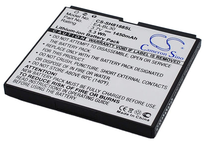 3.7V, 1450mAh, Li-ion Battery fits Sharp, Sh8188u, 5.365Wh