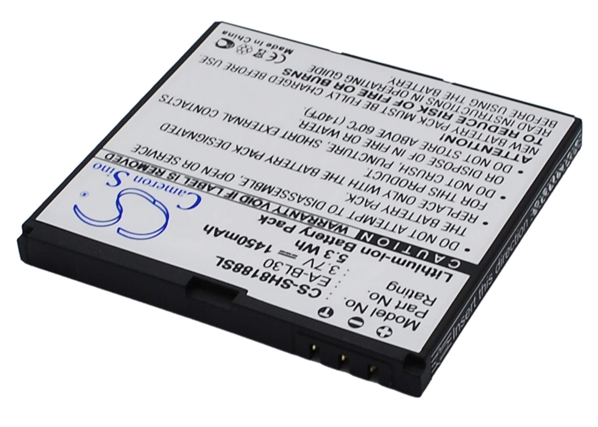 3.7V, 1450mAh, Li-ion Battery fits Sharp, Sh8188u, 5.365Wh