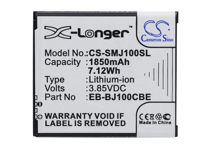 CS-SMJ100SL, Mobile, Smartphone 3.85V, 1850mAh, Li-ion Battery fits Samsung, Galaxy J1, Galaxy J1 4g, 7.1225Wh