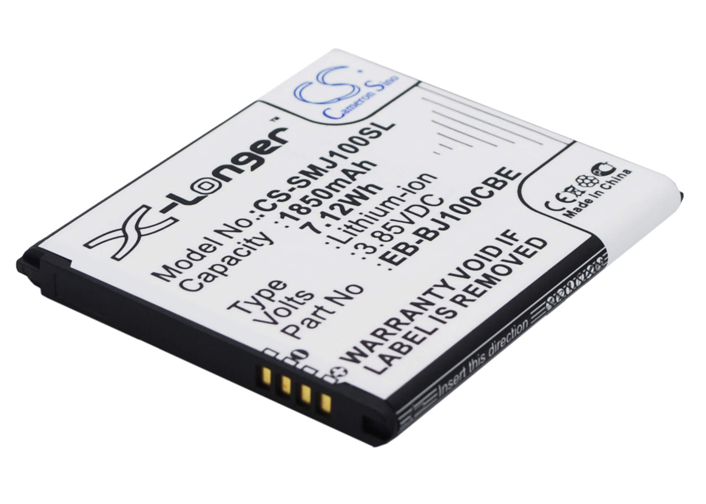CS-SMJ100SL, Mobile, Smartphone 3.85V, 1850mAh, Li-ion Battery fits Samsung, Galaxy J1, Galaxy J1 4g, 7.1225Wh