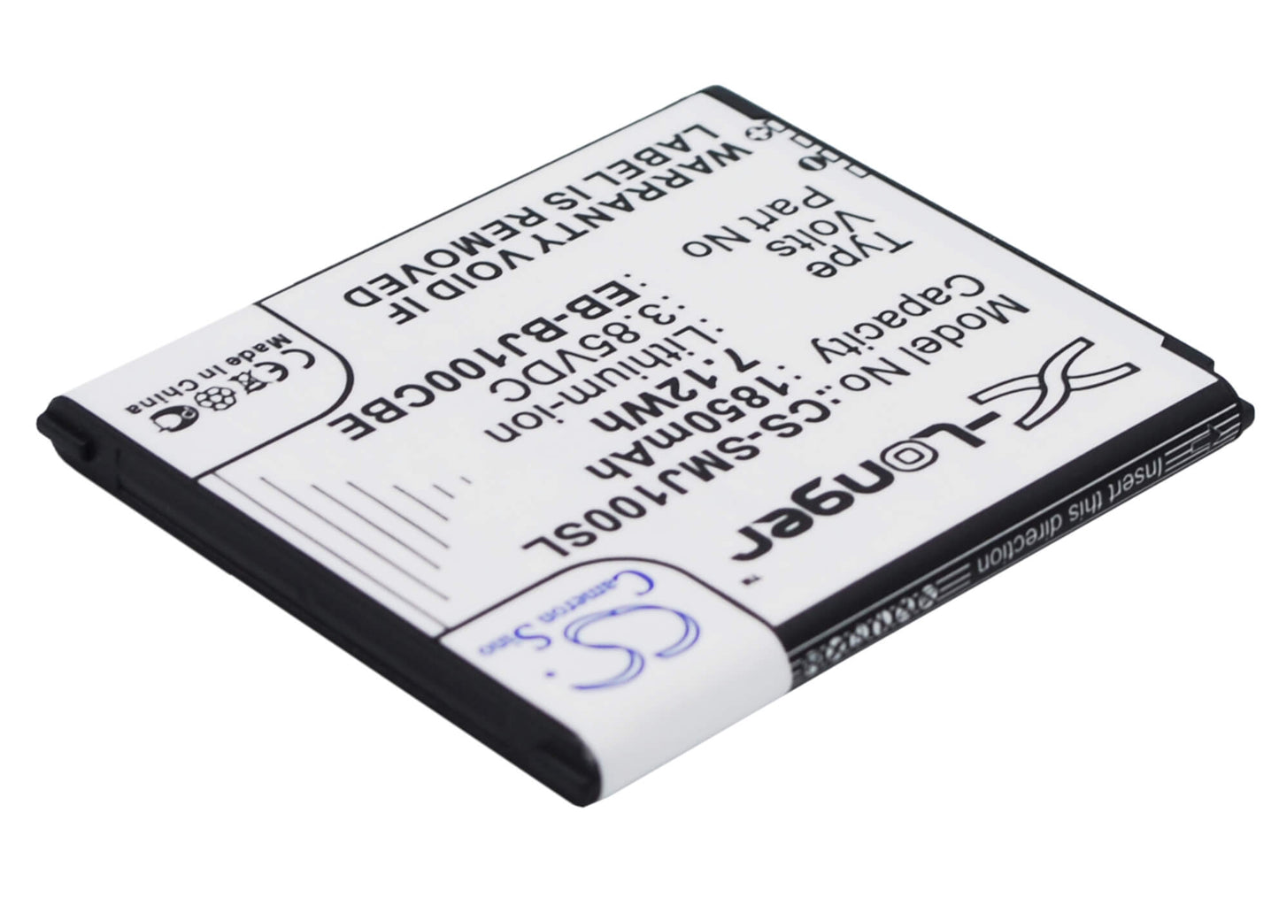 CS-SMJ100SL, Mobile, Smartphone 3.85V, 1850mAh, Li-ion Battery fits Samsung, Galaxy J1, Galaxy J1 4g, 7.1225Wh