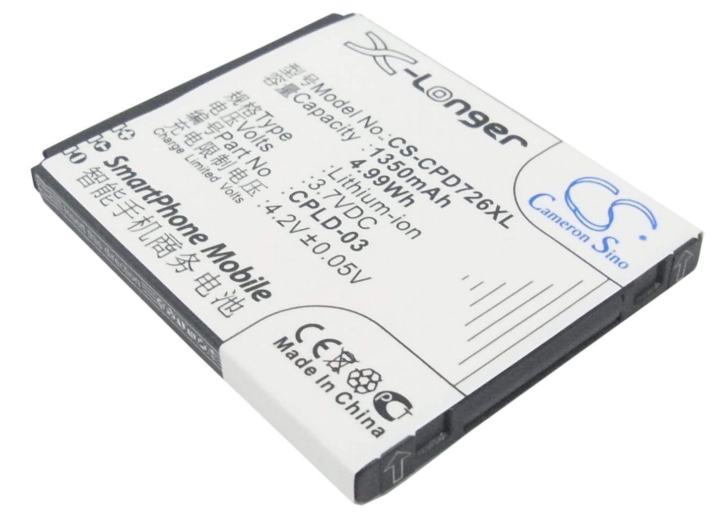 3.7V, 1350mAh, Li-ion Battery fits Coolpad, 7266, 4.995Wh