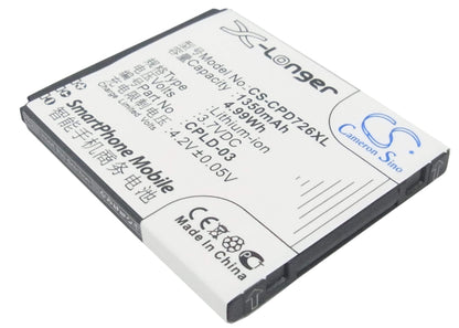 3.7V, 1350mAh, Li-ion Battery fits Coolpad, 7266, 4.995Wh