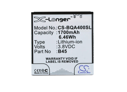 3.8V, 1700mAh, Li-Polymer Battery fits Bq, Aquaris 4, 6.46Wh