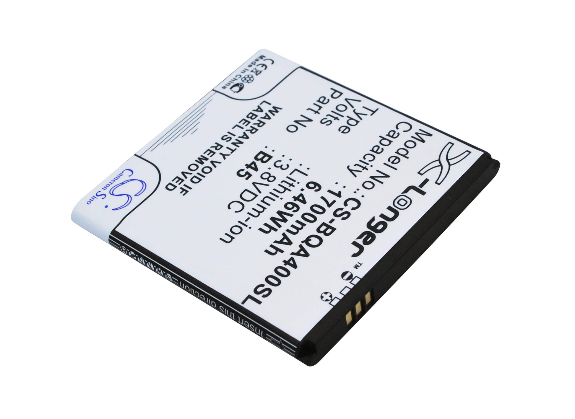 3.8V, 1700mAh, Li-Polymer Battery fits Malata, I10, 6.46Wh