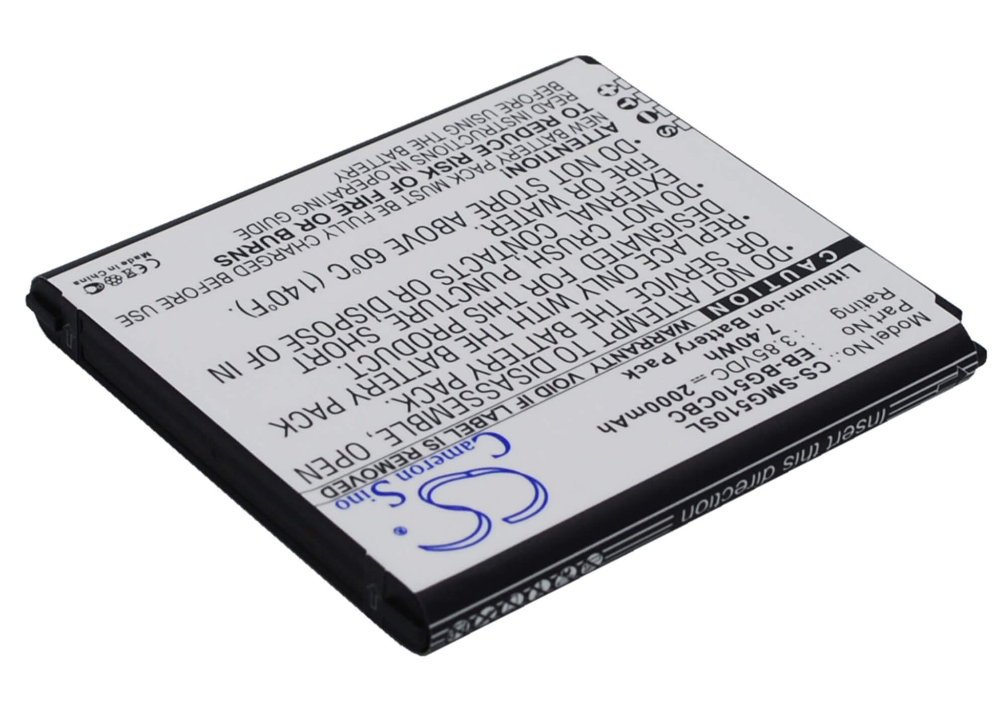 3.85V, 2000mAh, Li-ion Battery fits Samsung, Galaxy Core Max, Galaxy Core Max Duos, 7.7Wh