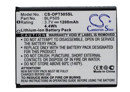 3.7V, 1200mAh, Li-ion Battery fits Oppo, T9, 4.44Wh