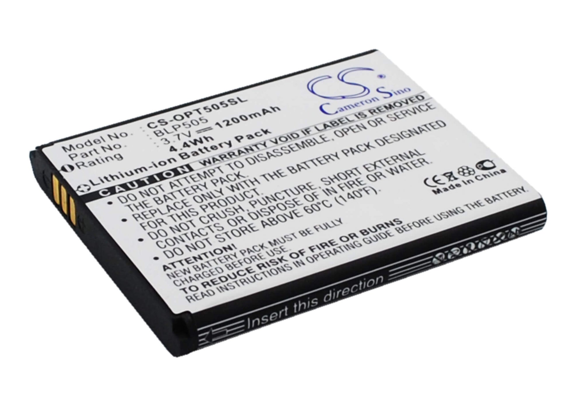 3.7V, 1200mAh, Li-ion Battery fits Oppo, T9, 4.44Wh