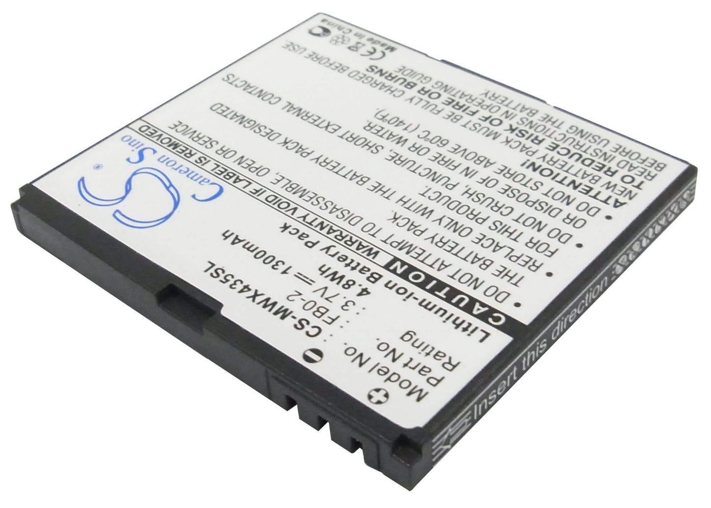 3.7V, 1300mAh, Li-ion Battery fits Motorola, Triumph, Wx435, 4.81Wh