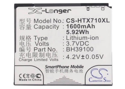 3.7V, 1600mAh, Li-ion Battery fits At&t, Vivid 4g, 5.92Wh