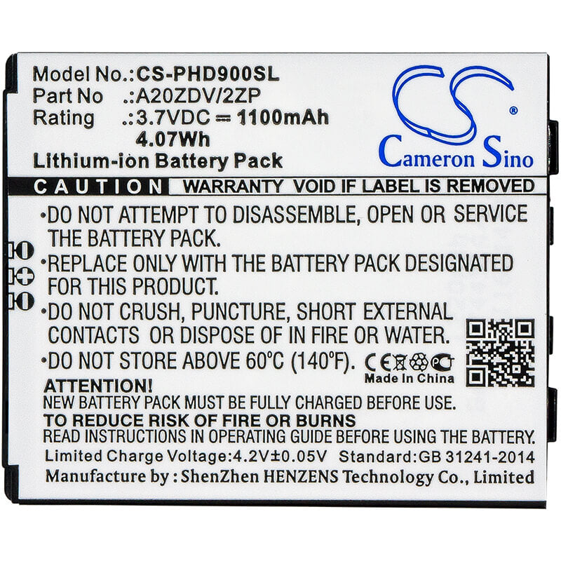 3.7V, 1100mAh, Li-ion Battery fits Philips, Xenium D900, 4.07Wh