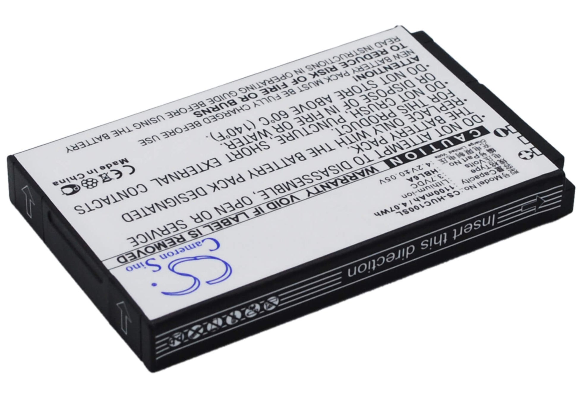 3.7V, 1100mAh, Li-ion Battery fits Huawei, C2600, C2605, 4.07Wh