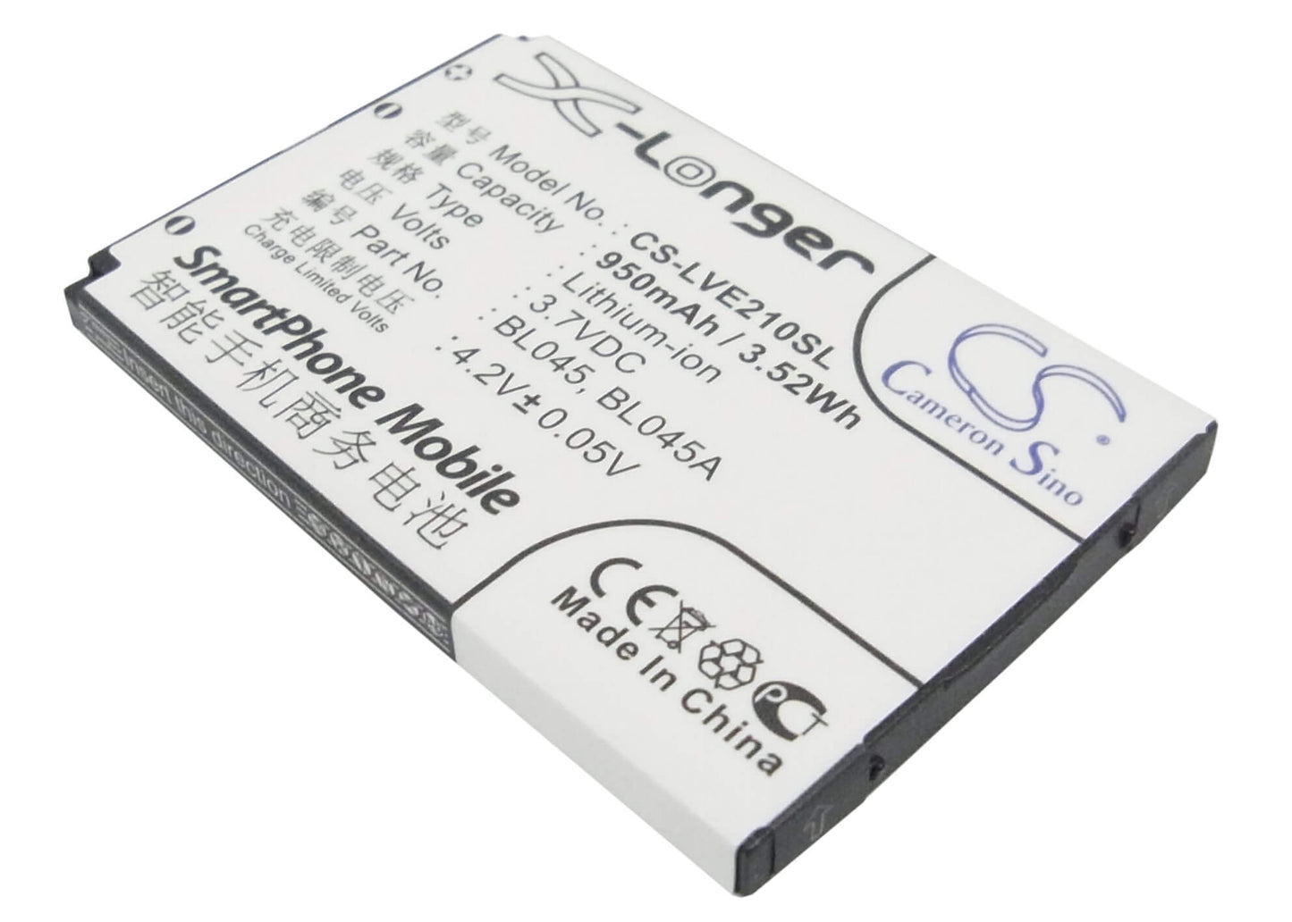3.7V, 950mAh, Li-ion Battery fits Lenovo, E118, E206, 3.515Wh