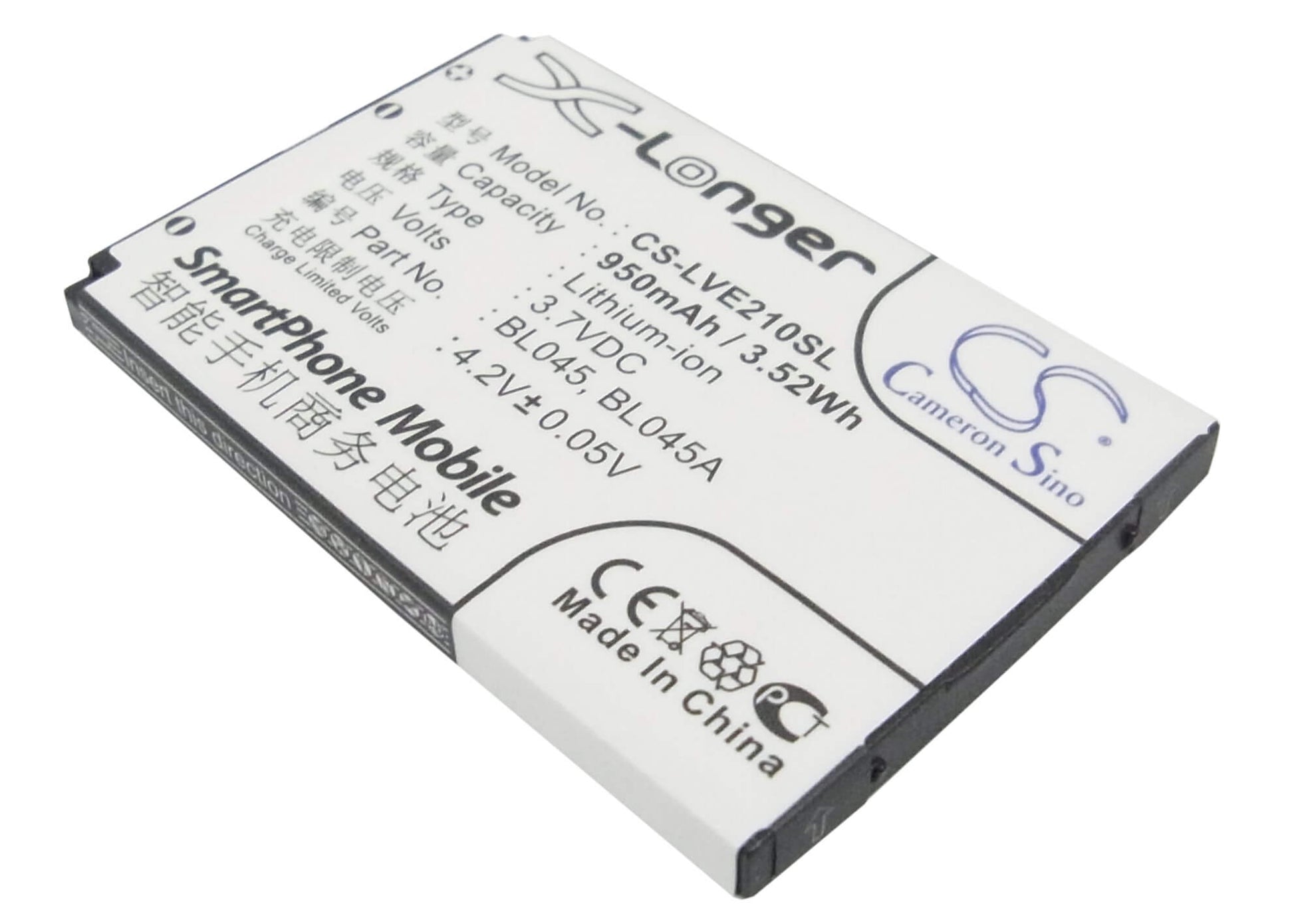 3.7V, 950mAh, Li-ion Battery fits Lenovo, E118, E206, 3.515Wh