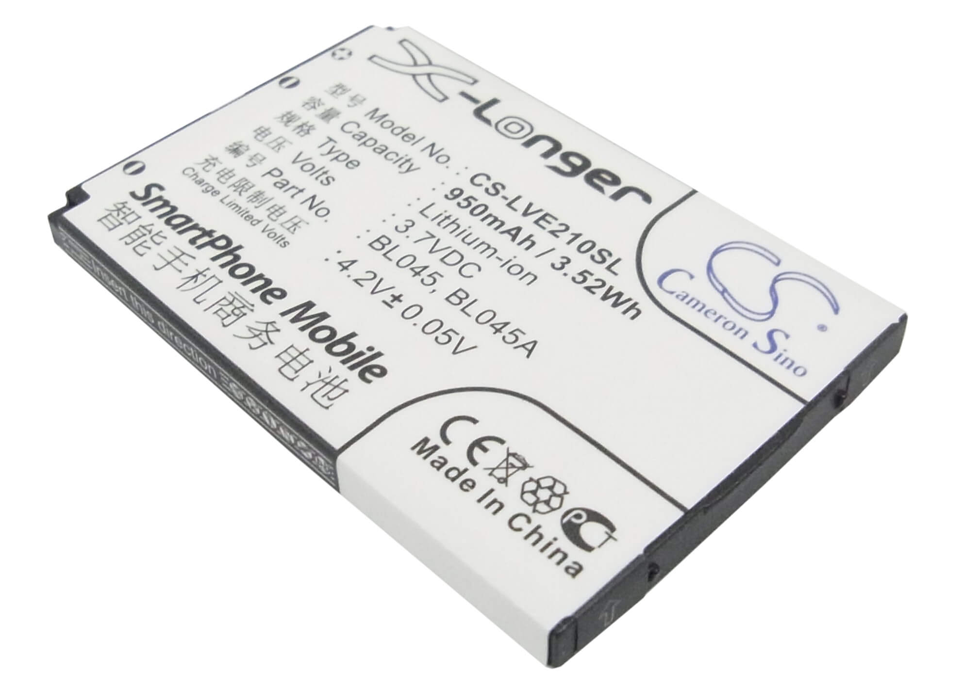 3.7V, 950mAh, Li-ion Battery fits Lenovo, E118, E206, 3.515Wh