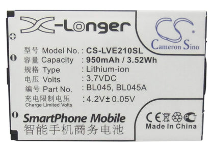 3.7V, 950mAh, Li-ion Battery fits Lenovo, E118, E206, 3.515Wh