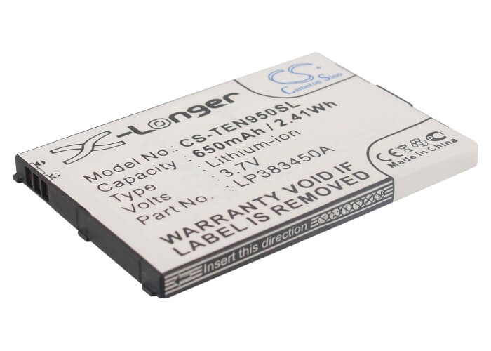 3.7V, 650mAh, Li-Polymer Battery fits Telefunken, Eurofon T95, T95, 2.405Wh