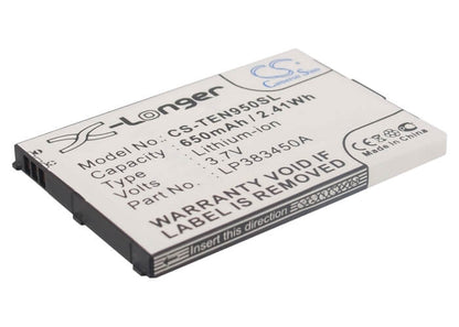 3.7V, 650mAh, Li-Polymer Battery fits Telefunken, Eurofon T95, T95, 2.405Wh