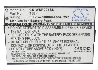 3.7V, 1000mAh, Li-ion Battery fits Maxcom, Mm132, Mm133, 3.7Wh