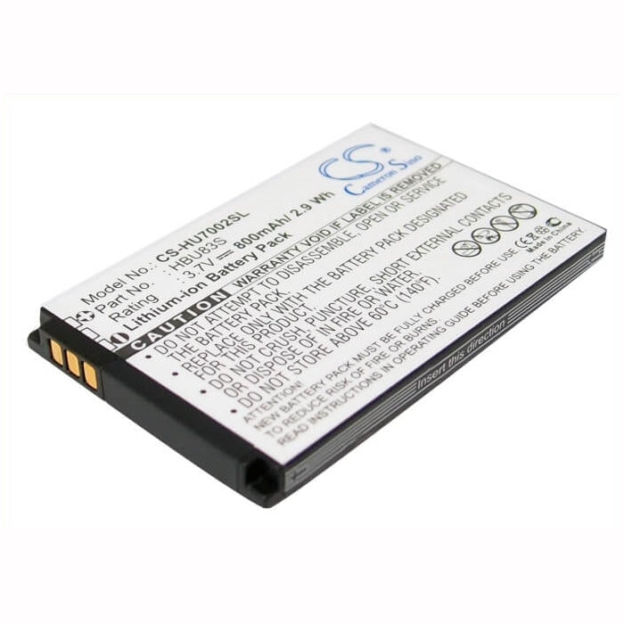 3.7V, 800mAh, Li-ion Battery fits Huawei, A608, C2008, 2.96Wh