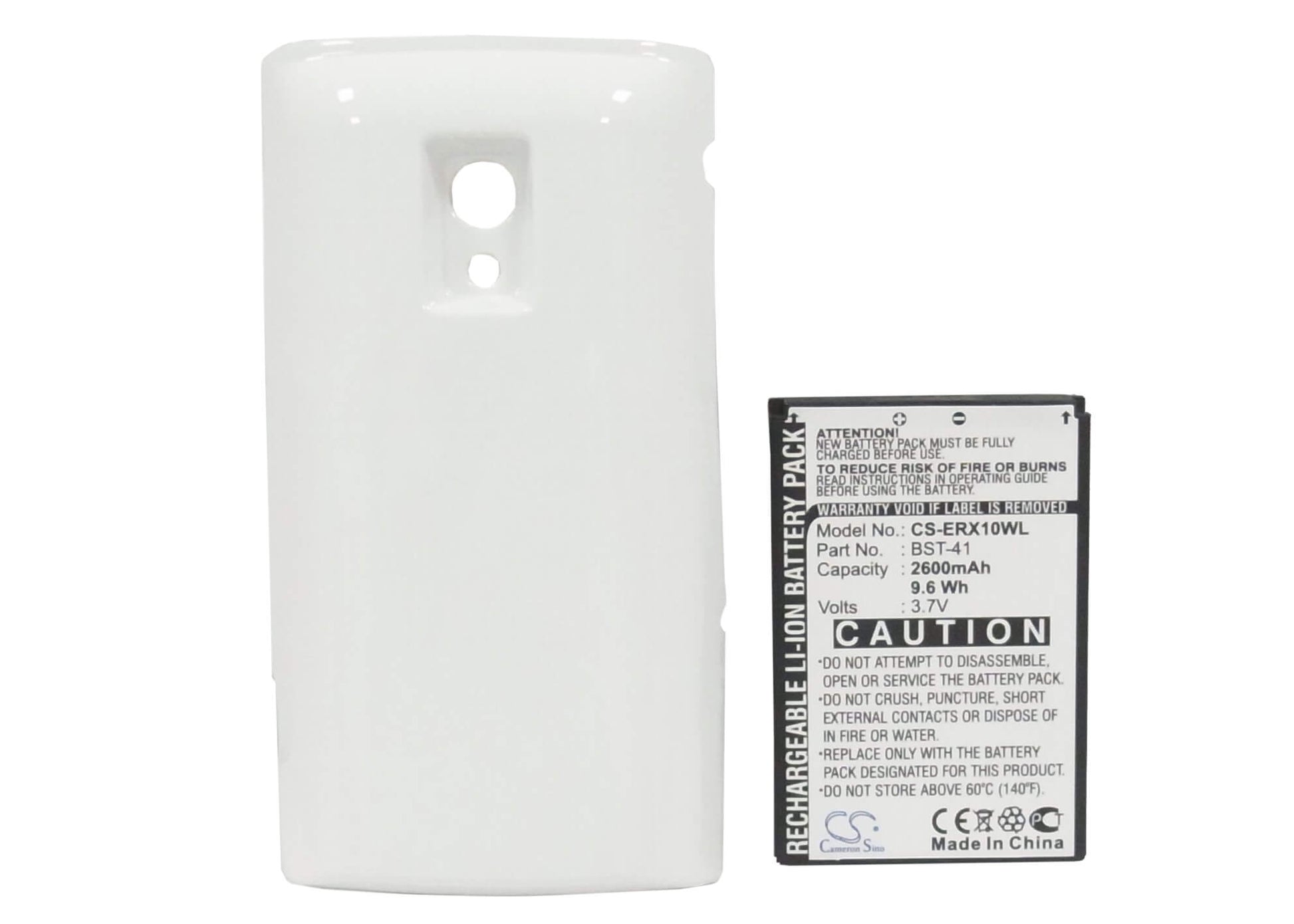 White, 3.7V, 2600mAh, Li-ion Battery fits Ntt Docomo, Aso29038, Xperiatm, 9.62Wh