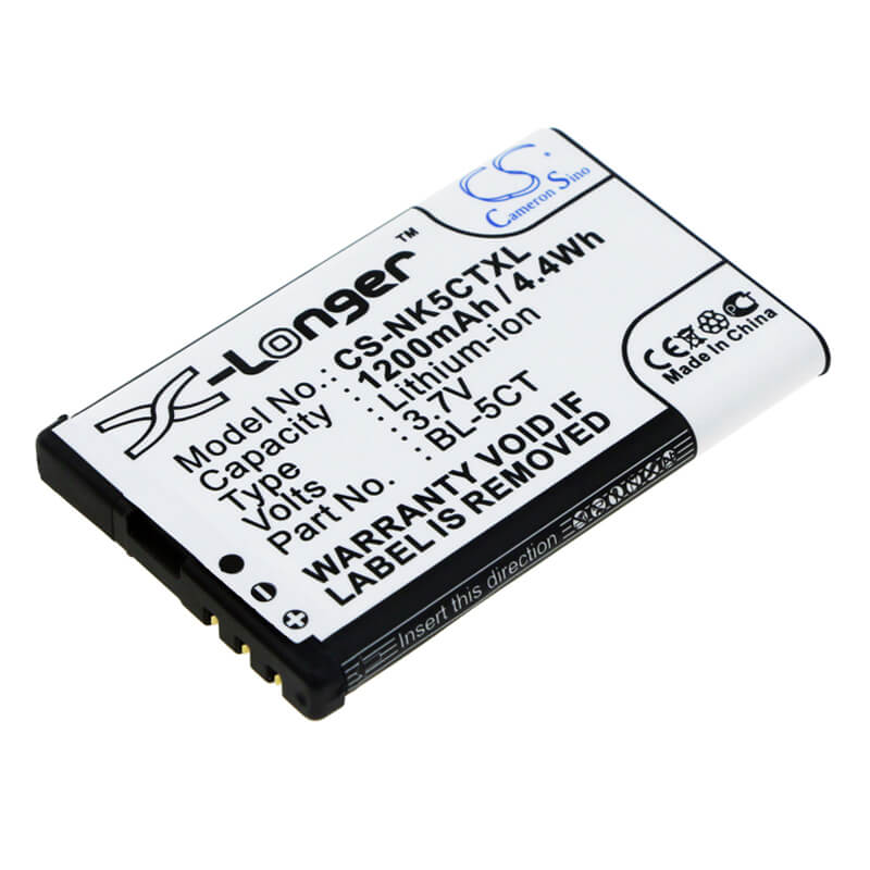 3.7V, 1200mAh, Li-ion Battery fits Nokia, 5220, 5220 Xpressmusic, 4.44Wh