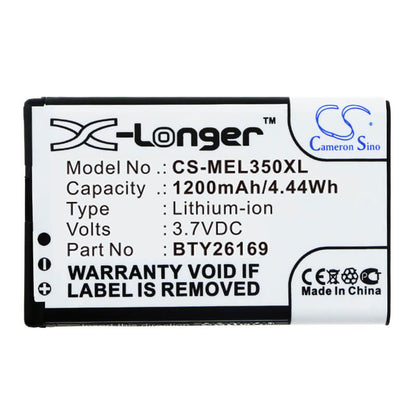 3.7V, 1200mAh, Li-ion Battery fits Emporia, El350 Dual, Emporia Elson El350, 4.44Wh