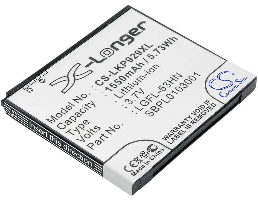 3.7V, 1550mAh, Li-ion Battery fits Lg, C729, Doubleplay, 5.735Wh