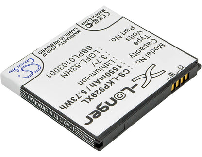 3.7V, 1550mAh, Li-ion Battery fits Lg, C729, Doubleplay, 5.735Wh