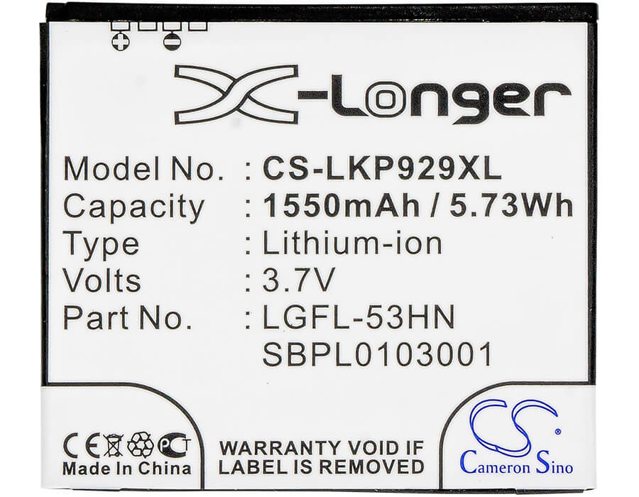 3.7V, 1550mAh, Li-ion Battery fits Lg, C729, Doubleplay, 5.735Wh