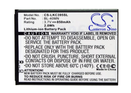 3.7V, 850mAh, Li-ion Battery fits Lg, 840g, An272, 3.145Wh