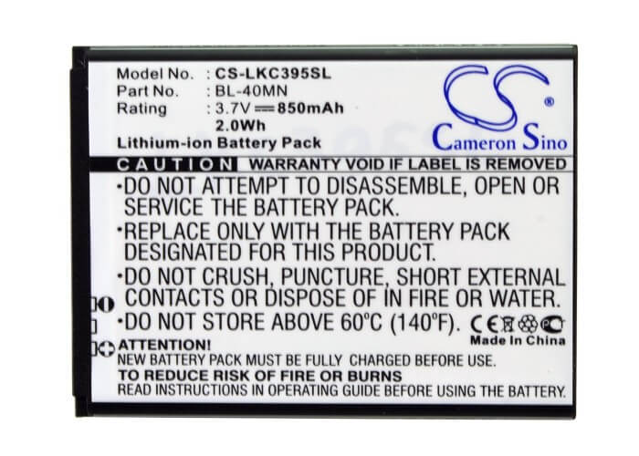 3.7V, 850mAh, Li-ion Battery fits At&t, Xpression, 3.145Wh