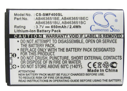 3.7V, 650mAh, Li-ion Battery fits Samsung, Blade, Chart, 2.405Wh