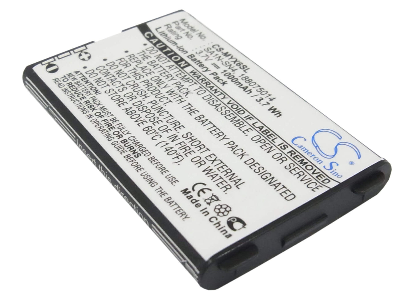 3.7V, 1000mAh, Li-ion Battery fits Sagem, Myv65, Myv-65, 3.7Wh