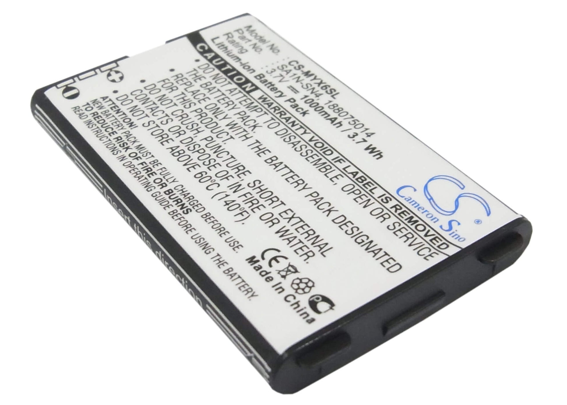 3.7V, 1000mAh, Li-ion Battery fits Sagem, Myv65, Myv-65, 3.7Wh